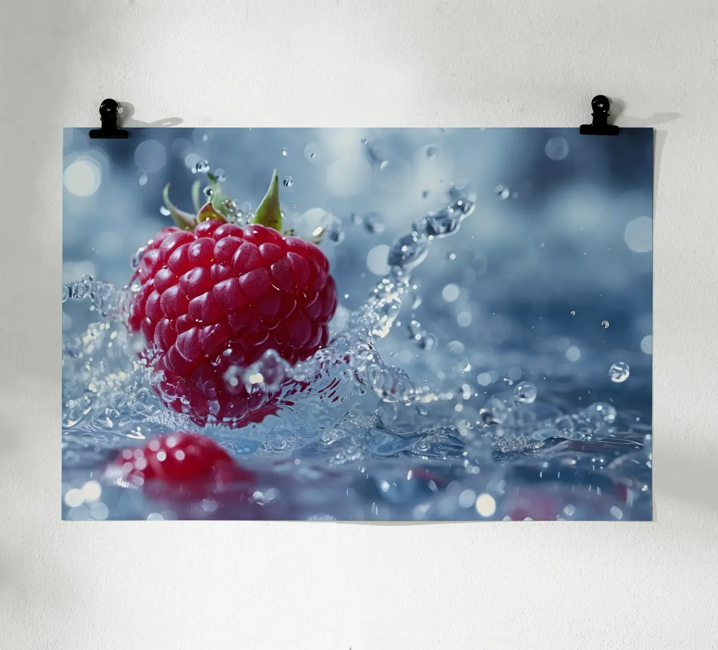 Himbeer splash poster van M-Ulrich-Digital Art