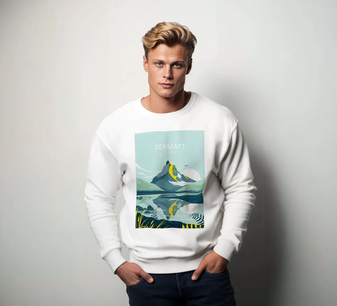 Impresión de viaje tradicional de Zermatt - Suiza sudadera de Liliestudio
