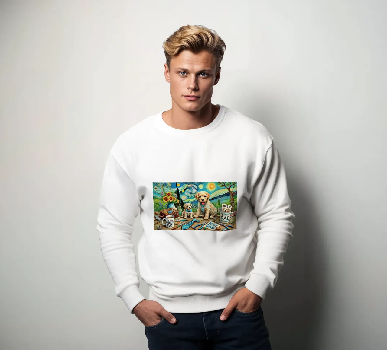 Happy Father´s Day Puppy Edition felpa da Vintage Van Gogh