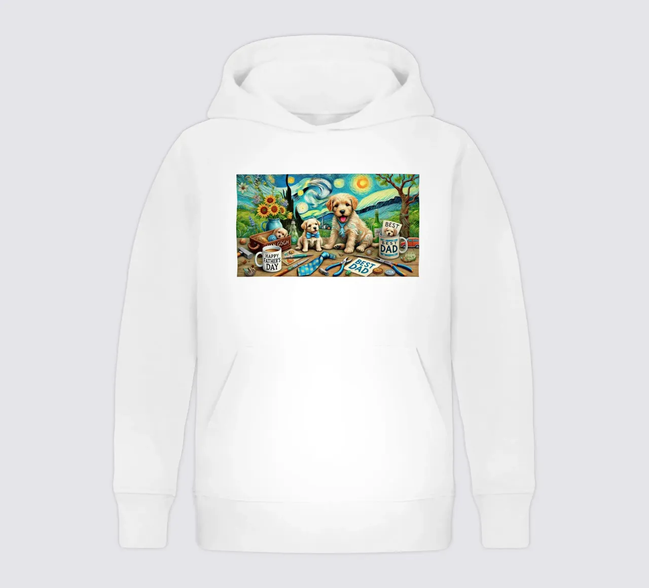 Happy Father´s Day Puppy Edition felpa bambino con cappuccio da Vintage Van Gogh