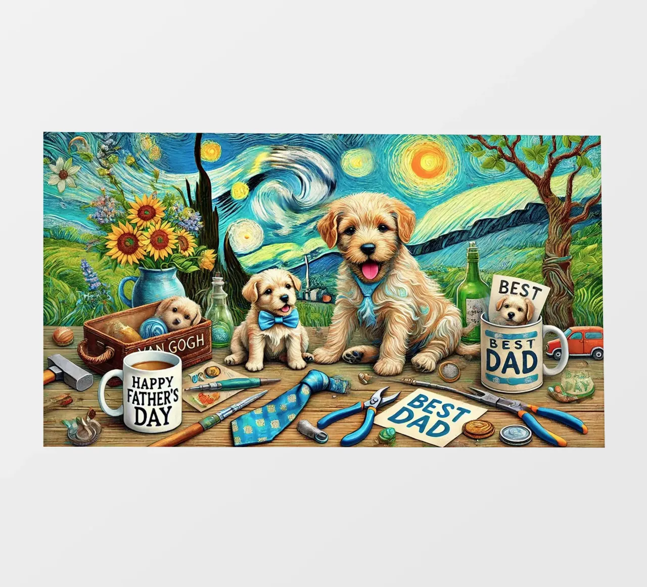 Happy Father´s Day Puppy Edition telo in pvc da Vintage Van Gogh