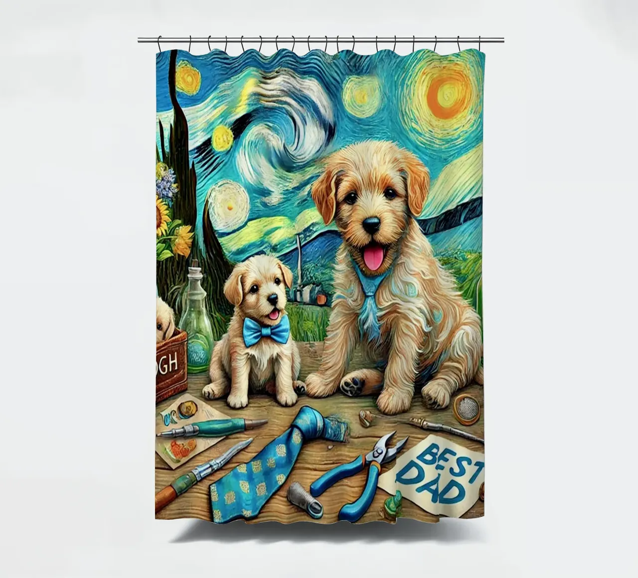 Happy Father´s Day Puppy Edition tenda da doccia da Vintage Van Gogh