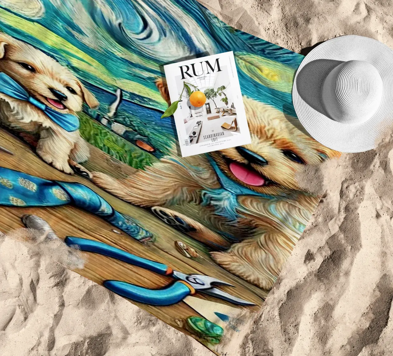Happy Father´s Day Puppy Edition telo mare da Vintage Van Gogh