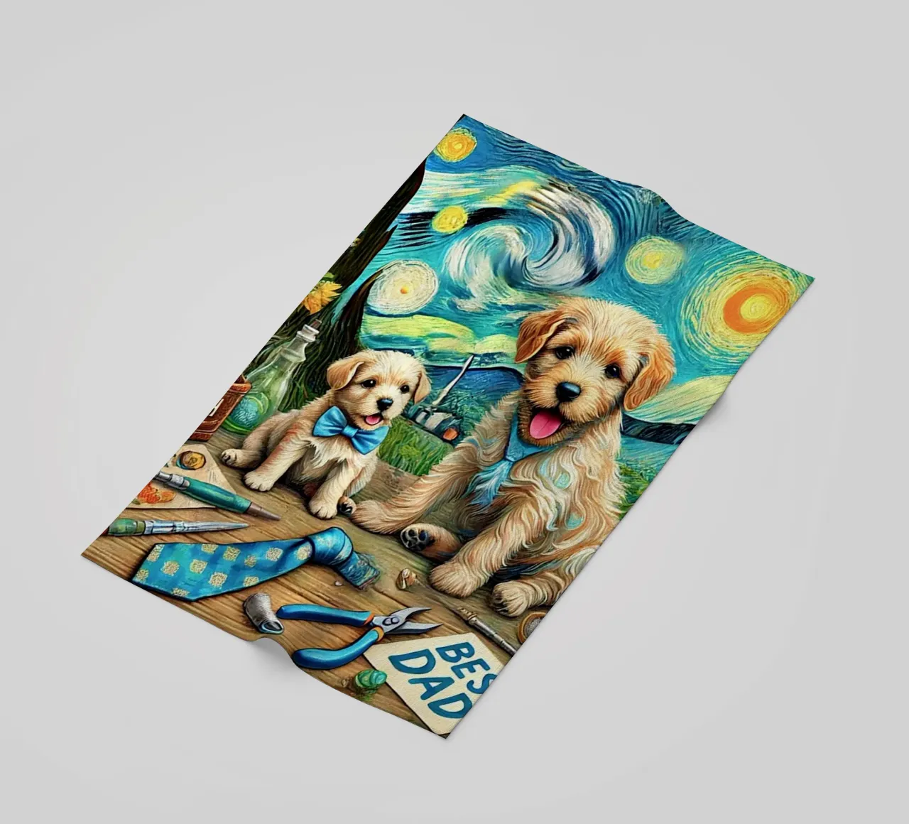 Happy Father´s Day Puppy Edition telo mare da Vintage Van Gogh