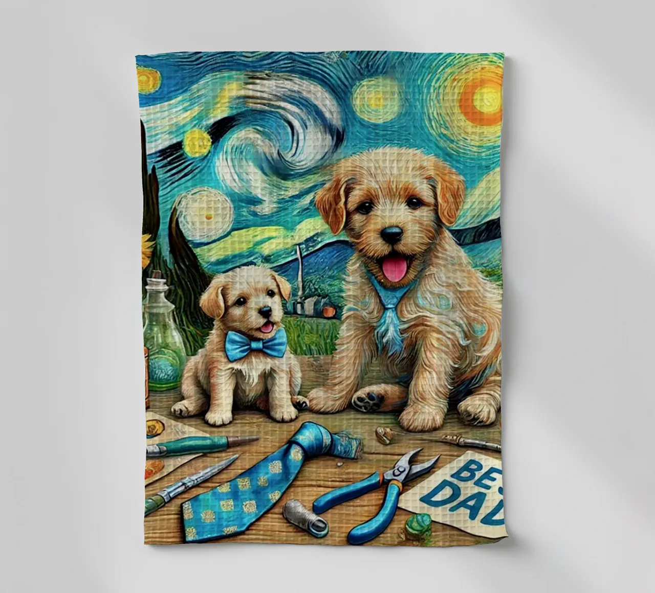 Happy Father´s Day Puppy Edition canovaccio da cucina da Vintage Van Gogh