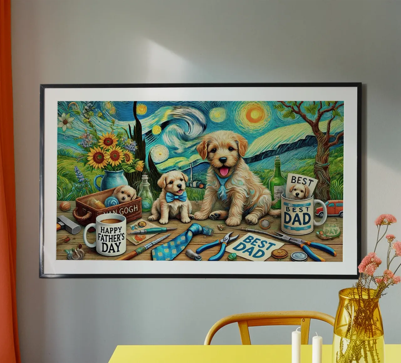 Happy Father´s Day Puppy Edition carta hahnemühle da Vintage Van Gogh
