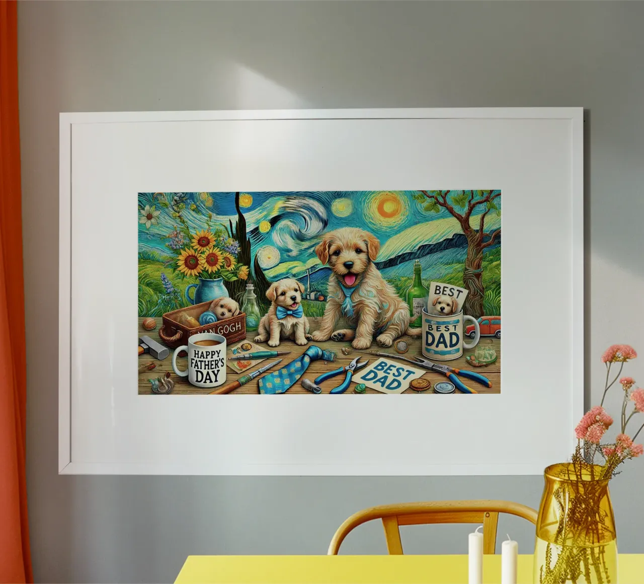 Happy Father´s Day Puppy Edition carta hahnemühle da Vintage Van Gogh