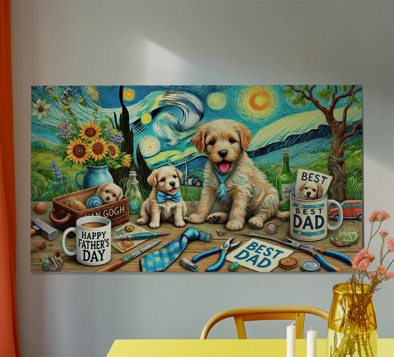 Happy Father´s Day Puppy Edition carta hahnemühle da Vintage Van Gogh