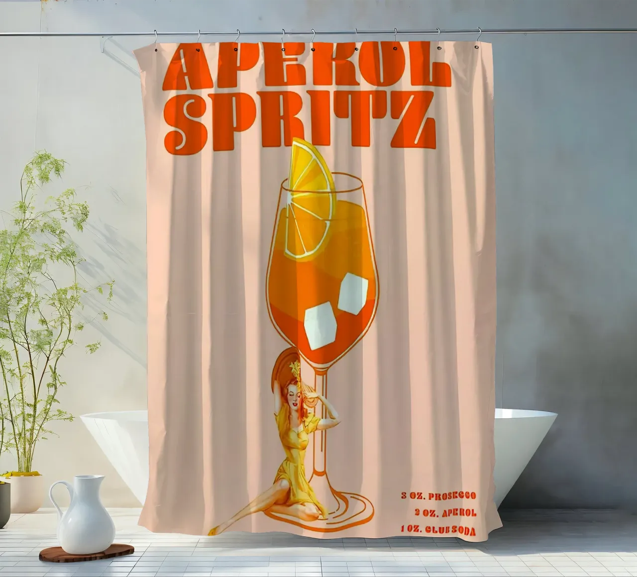 Aperol spritz shower curtain by MIa_Dispath