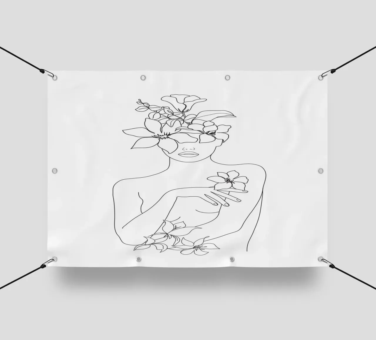 Minimal Line Art Woman with Flowers IV pvc cover by Nadjaa