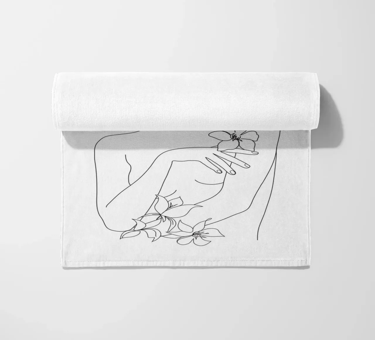 Minimal Line Art Woman with Flowers IV beach towel by Nadjaa