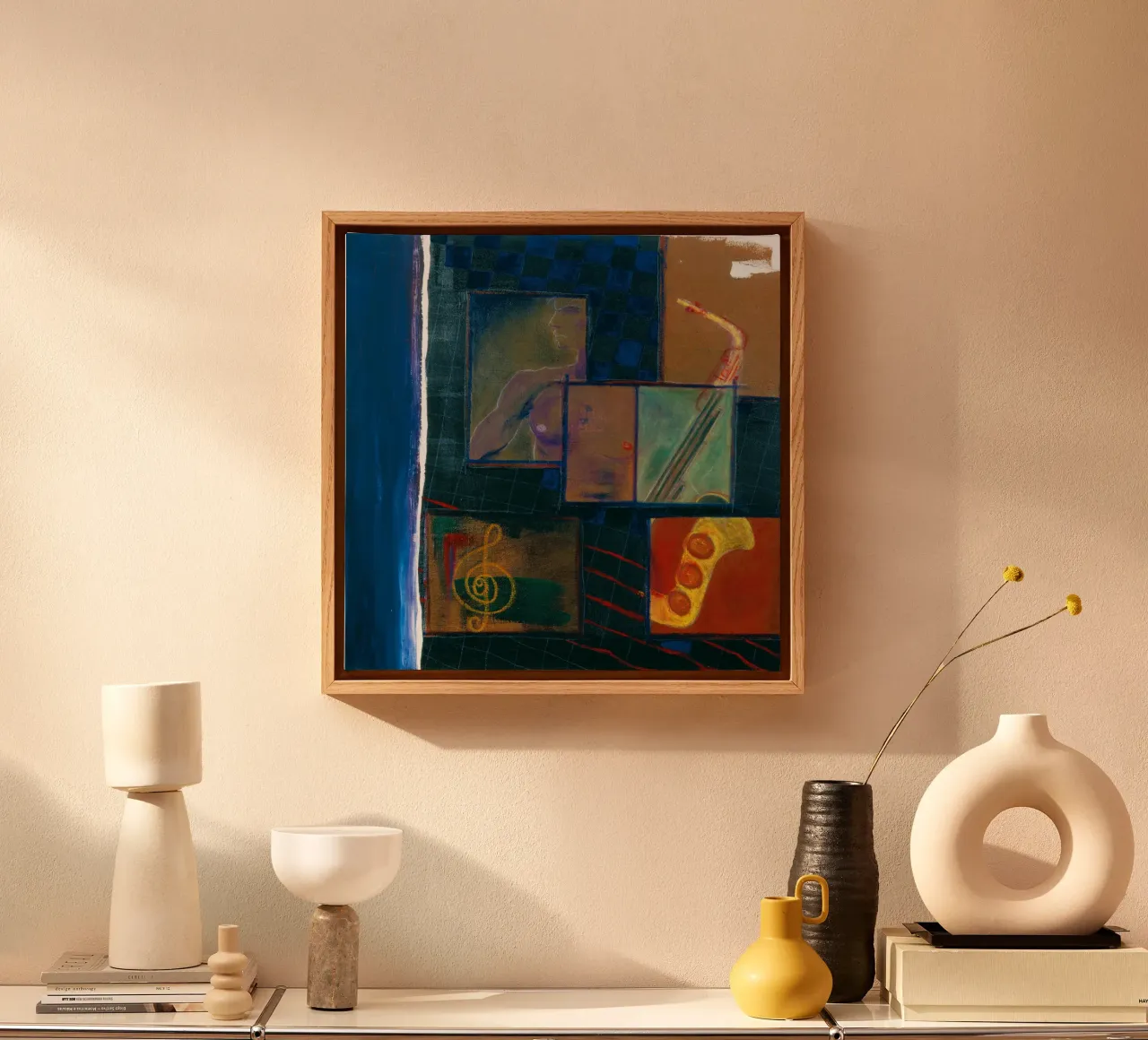 JAZZ canvas met Baklijst van Vintage Van Gogh