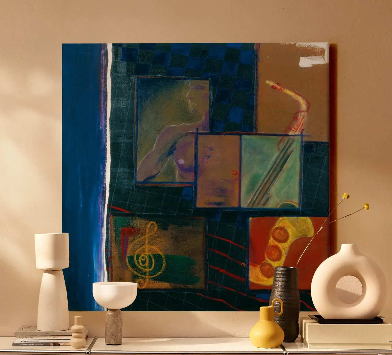 JAZZ canvas met Baklijst van Vintage Van Gogh