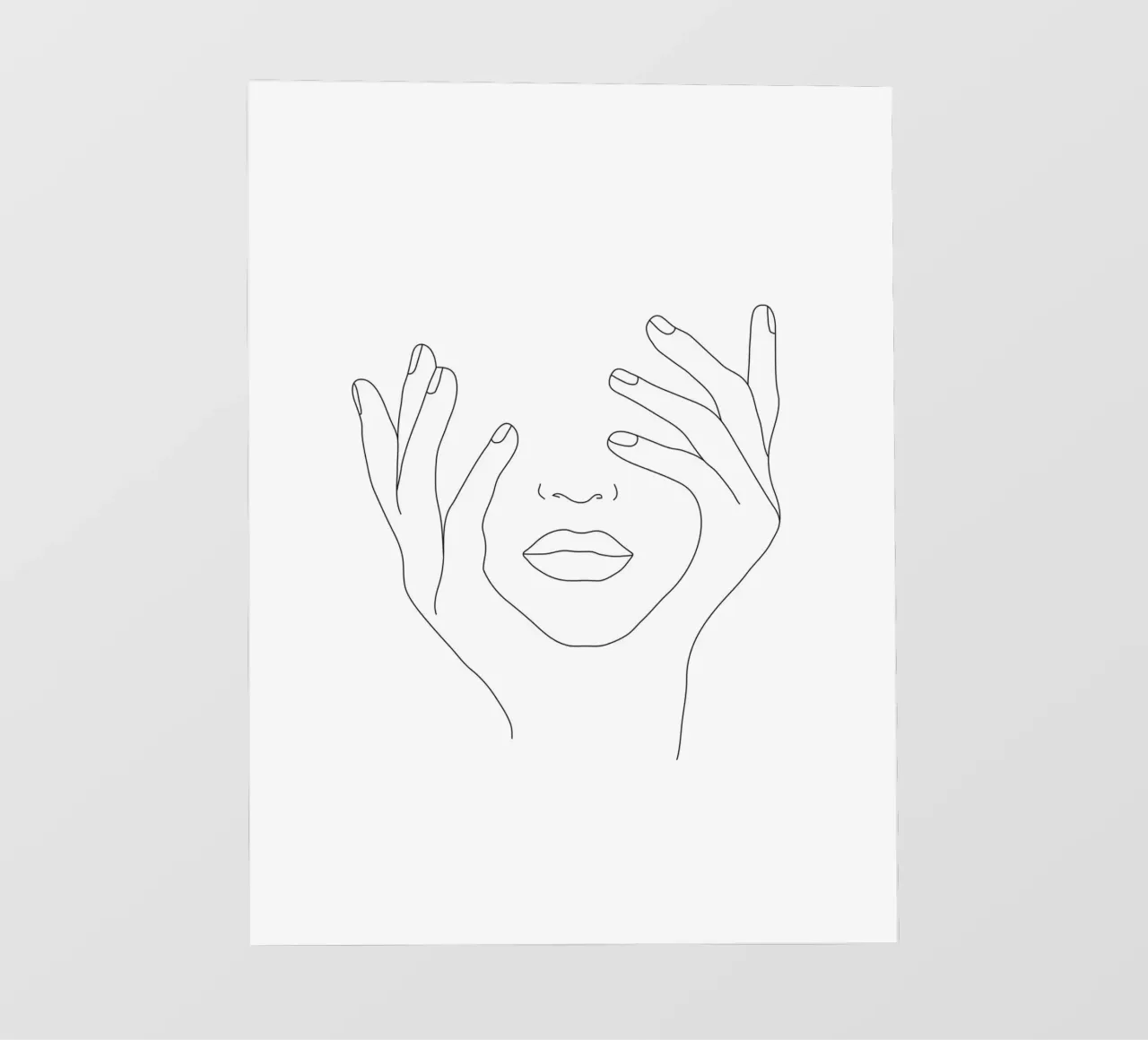 Minimal Line Art Woman with Hands on Face telo in pvc da Nadjaa