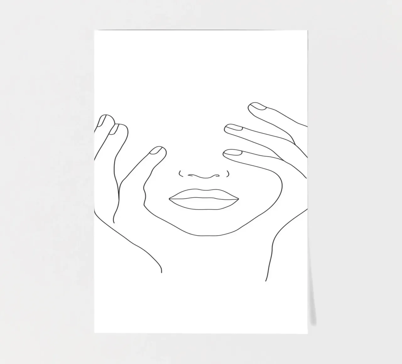 Minimal Line Art Woman with Hands on Face Stickerbogen von Nadjaa