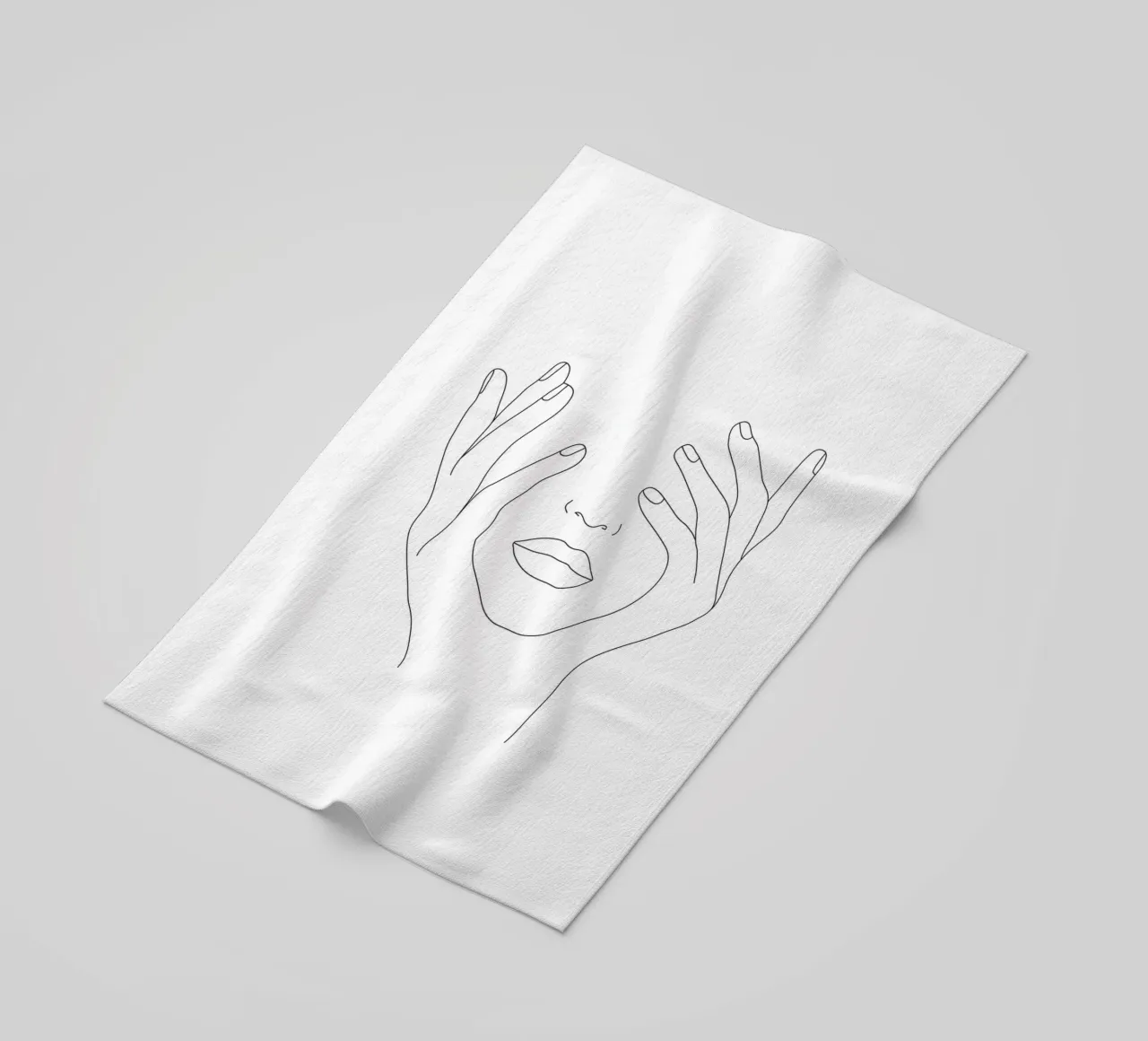Minimal Line Art Woman with Hands on Face telo mare da Nadjaa