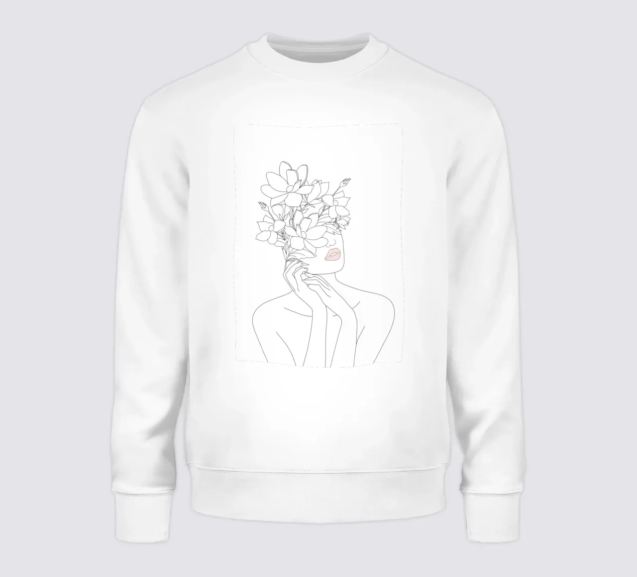 Minimal Line Art Woman with Magnolia felpa da Nadjaa
