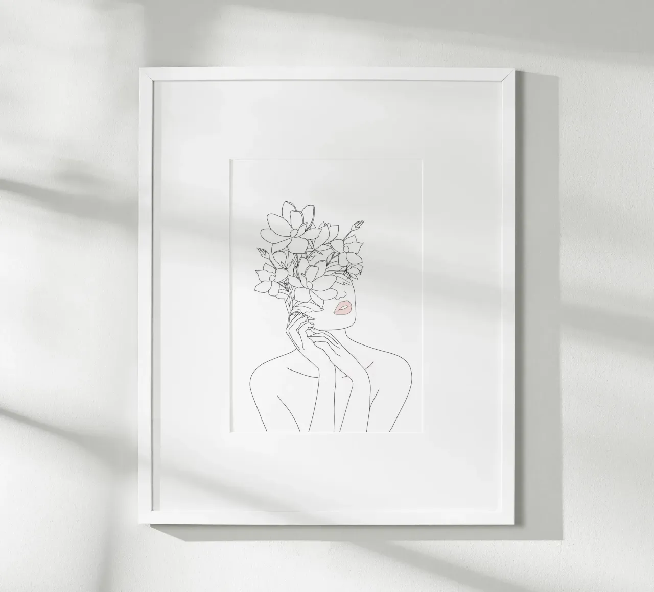 Minimal Line Art Woman with Magnolia poster da Nadjaa