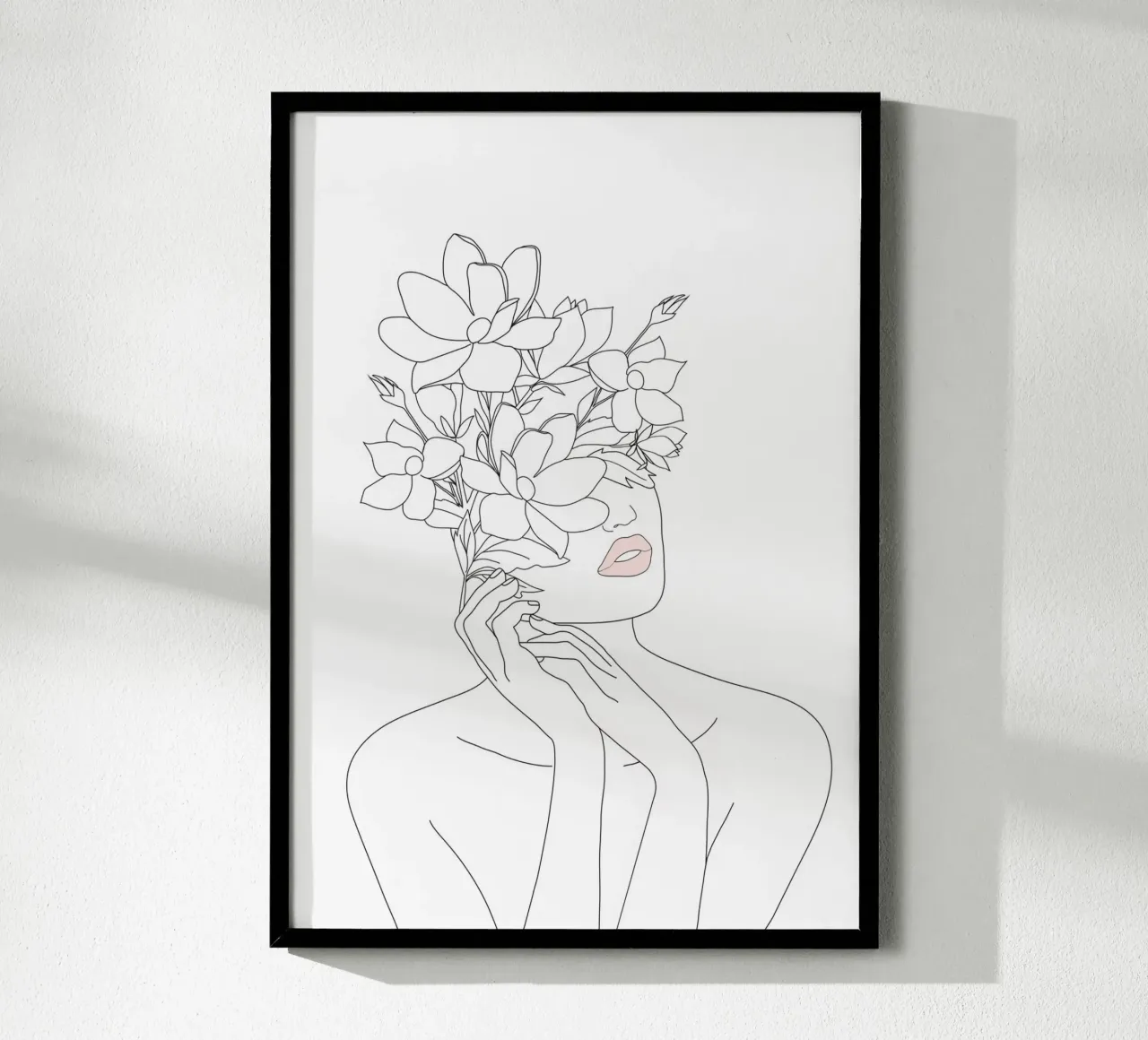 Minimal Line Art Woman with Magnolia poster da Nadjaa