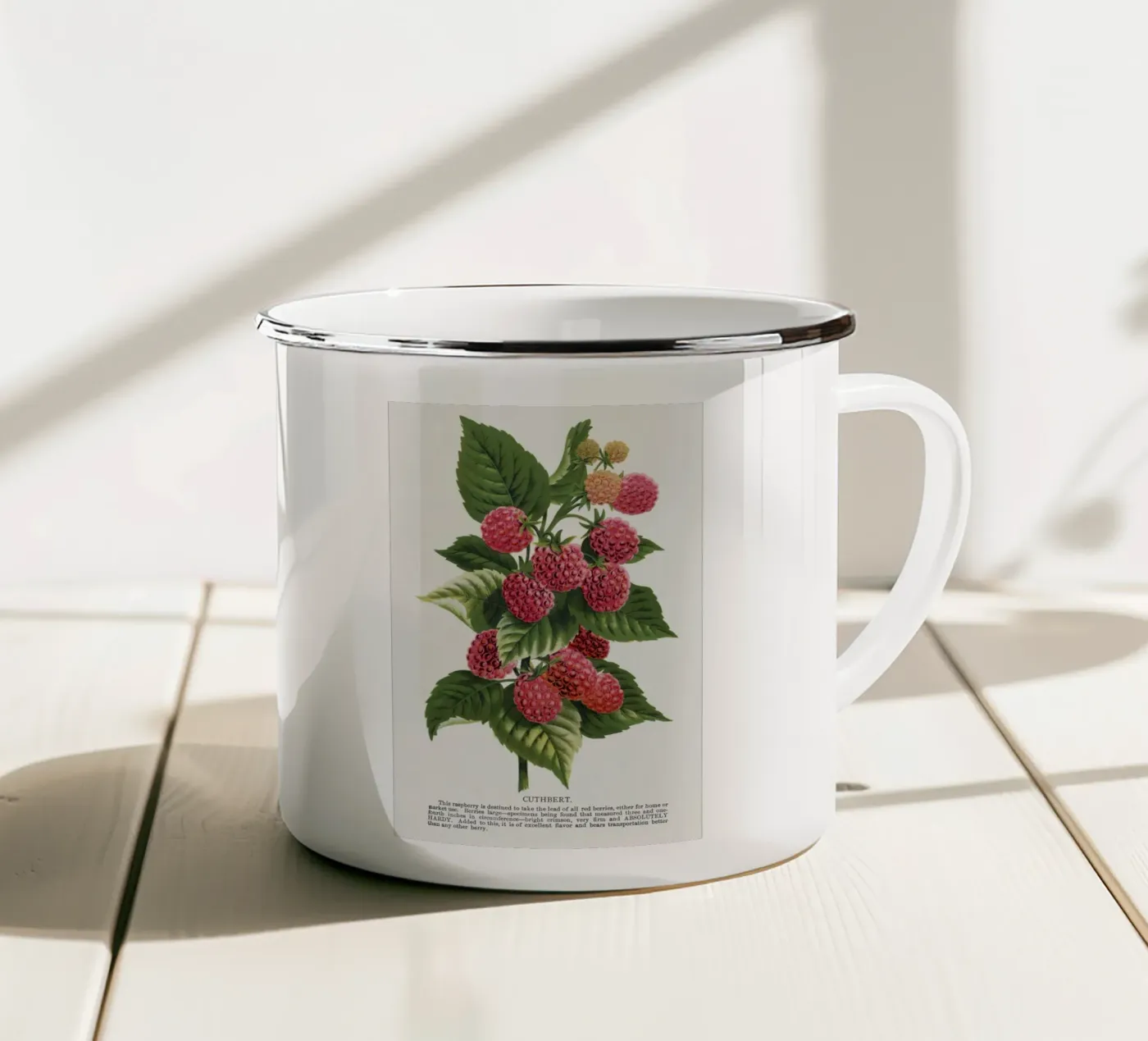 Cuthbert raspberry emaille mok van vintageshop