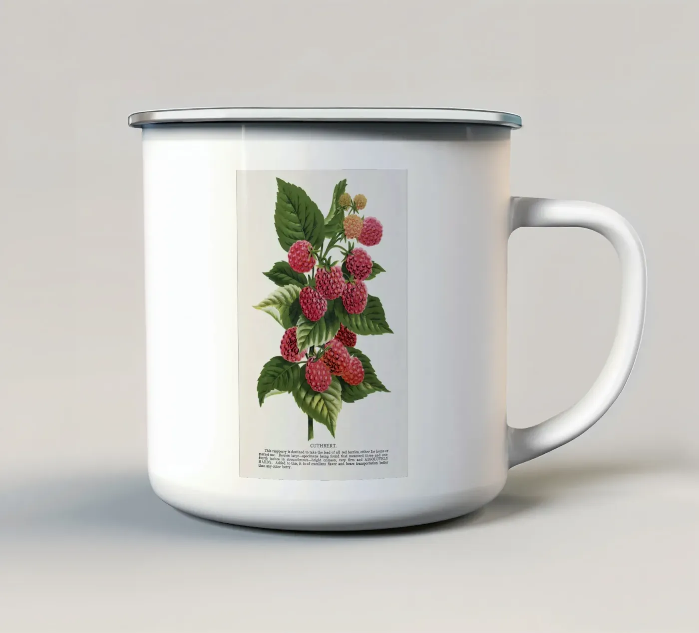 Cuthbert raspberry emaille mok van vintageshop