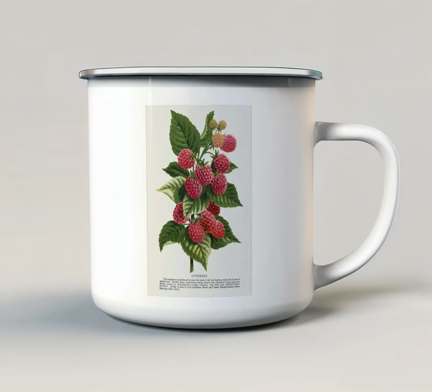 Cuthbert raspberry emaille mok van vintageshop