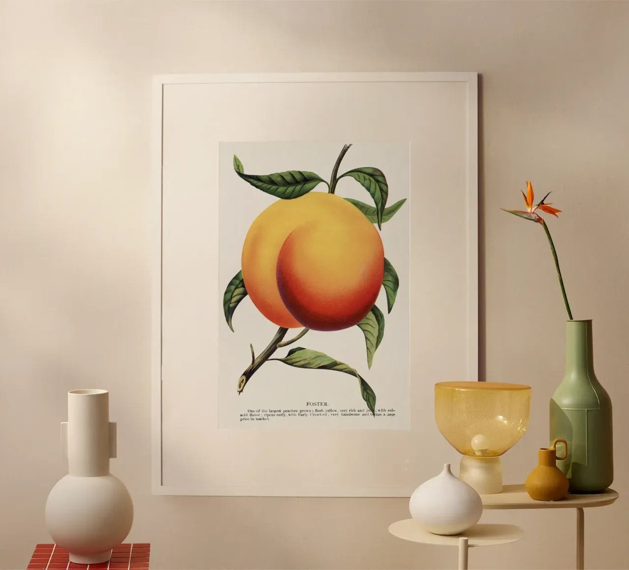 Foster peach poster con telaio in plastica da vintageshop