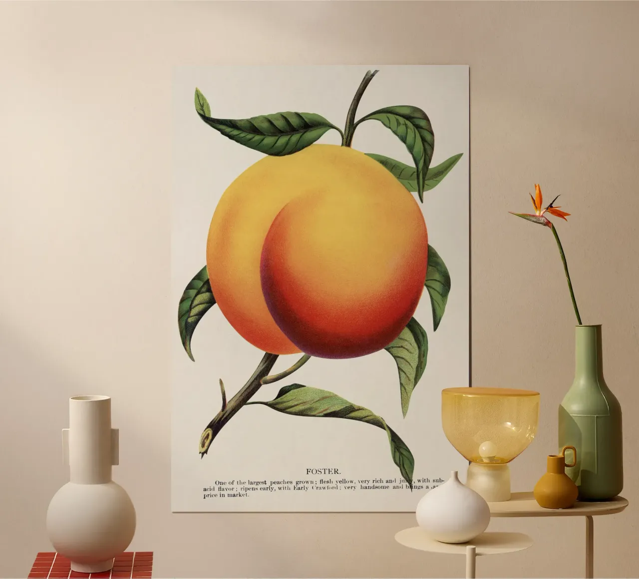 Foster peach poster con telaio in plastica da vintageshop