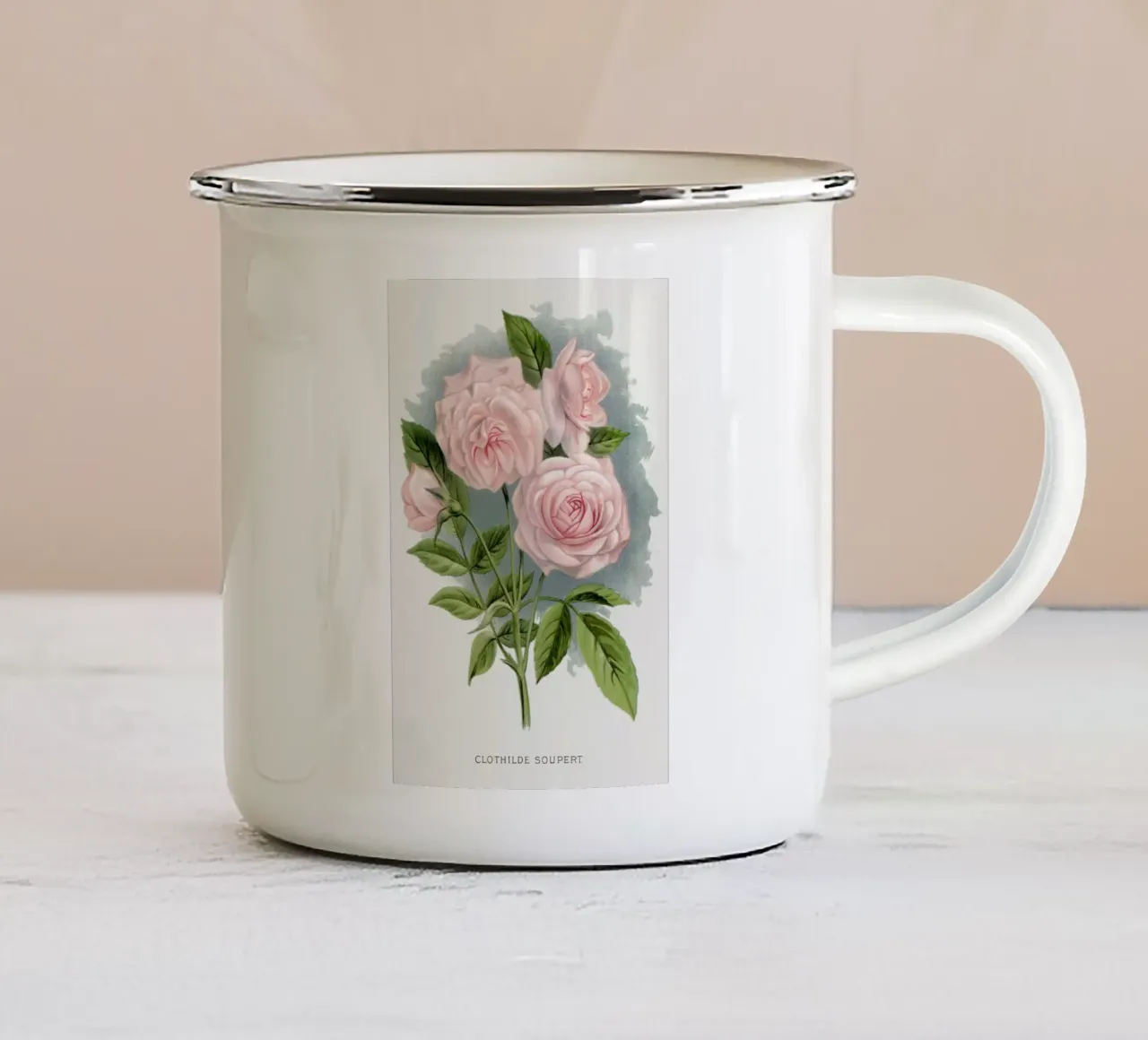 Pink rose II tazza in smalto da vintageshop