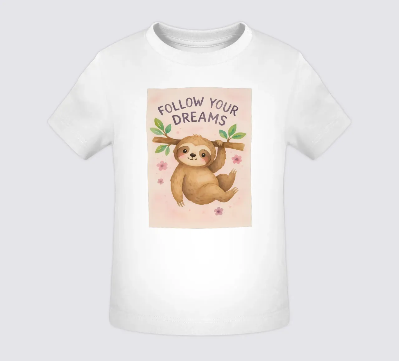 Cute Sloth "Follow Your Dreams" Art baby t-shirt by flufftee