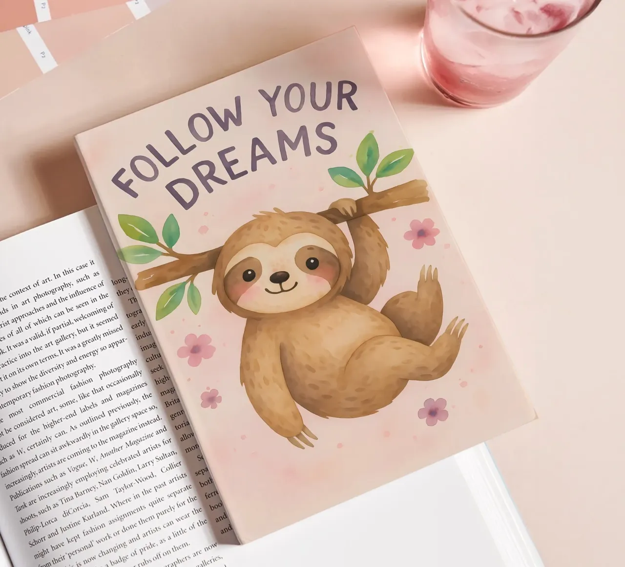 Cute Sloth "Follow Your Dreams" Art notebook by flufftee