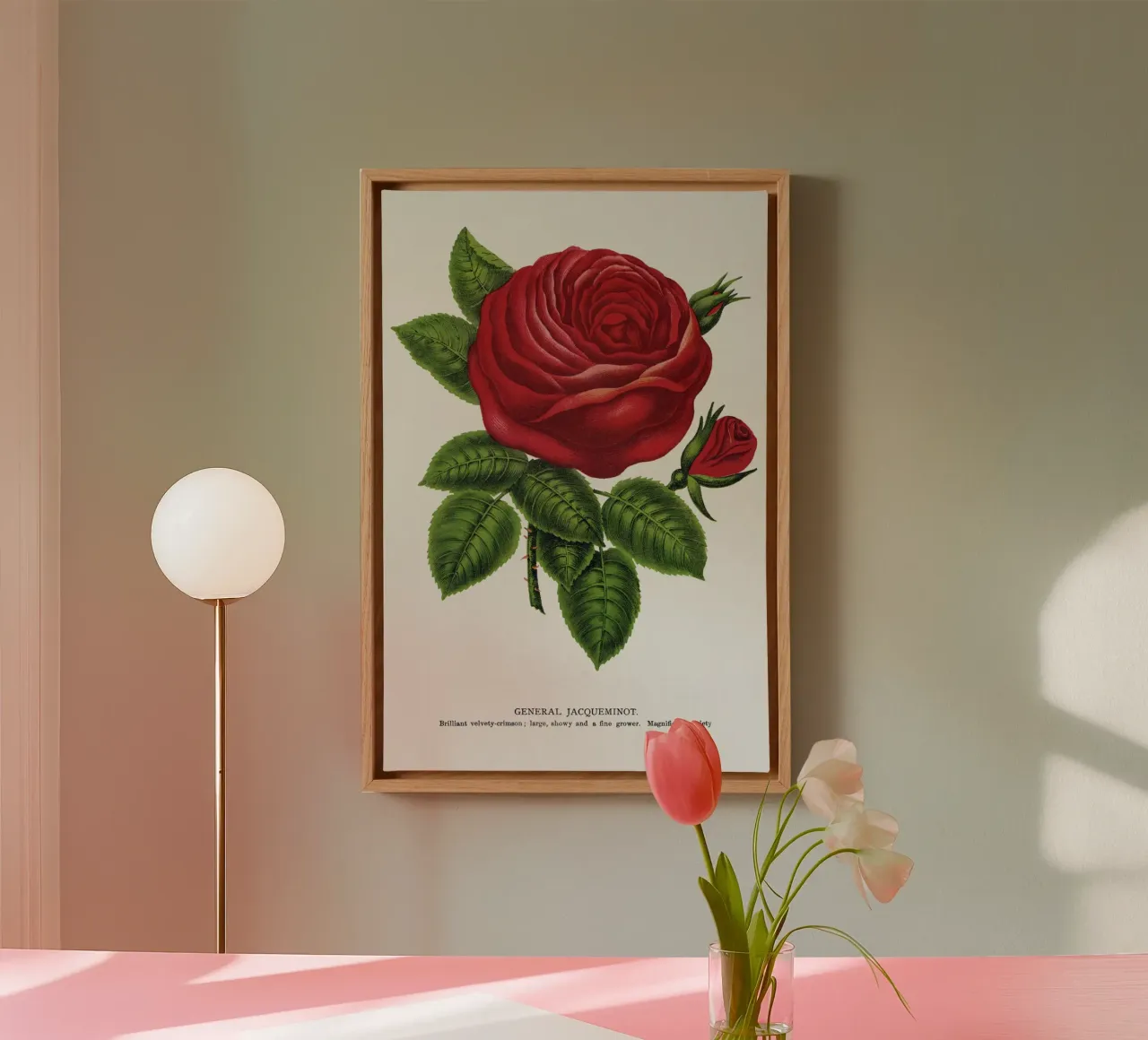 Red rose, General tela con Cornice a cassetta da vintageshop