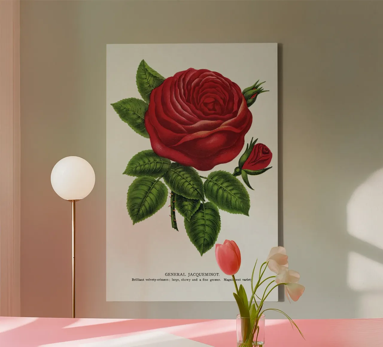 Red rose, General tela con Cornice a cassetta da vintageshop