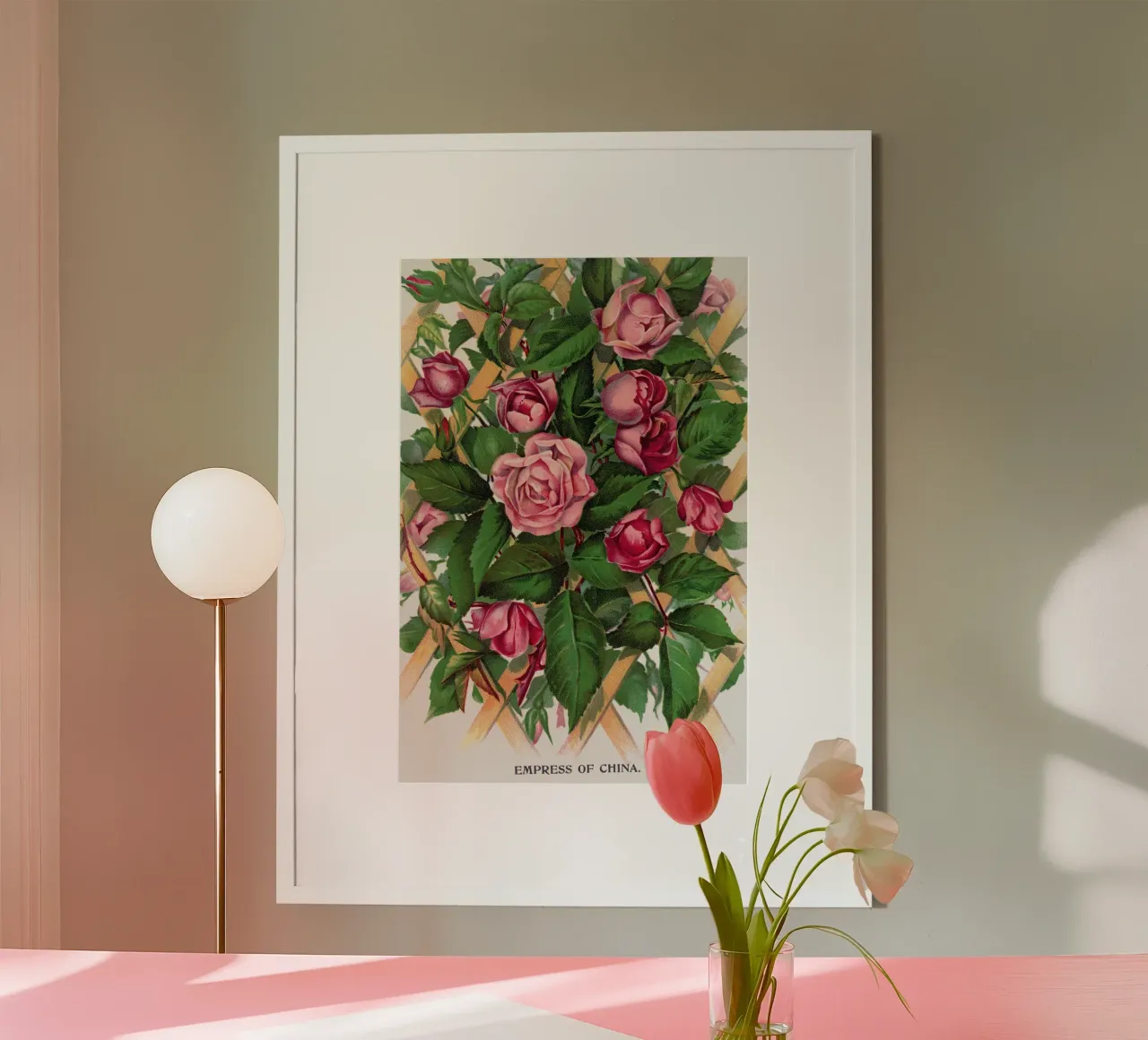 Empress of China rose poster con telaio in plastica da vintageshop