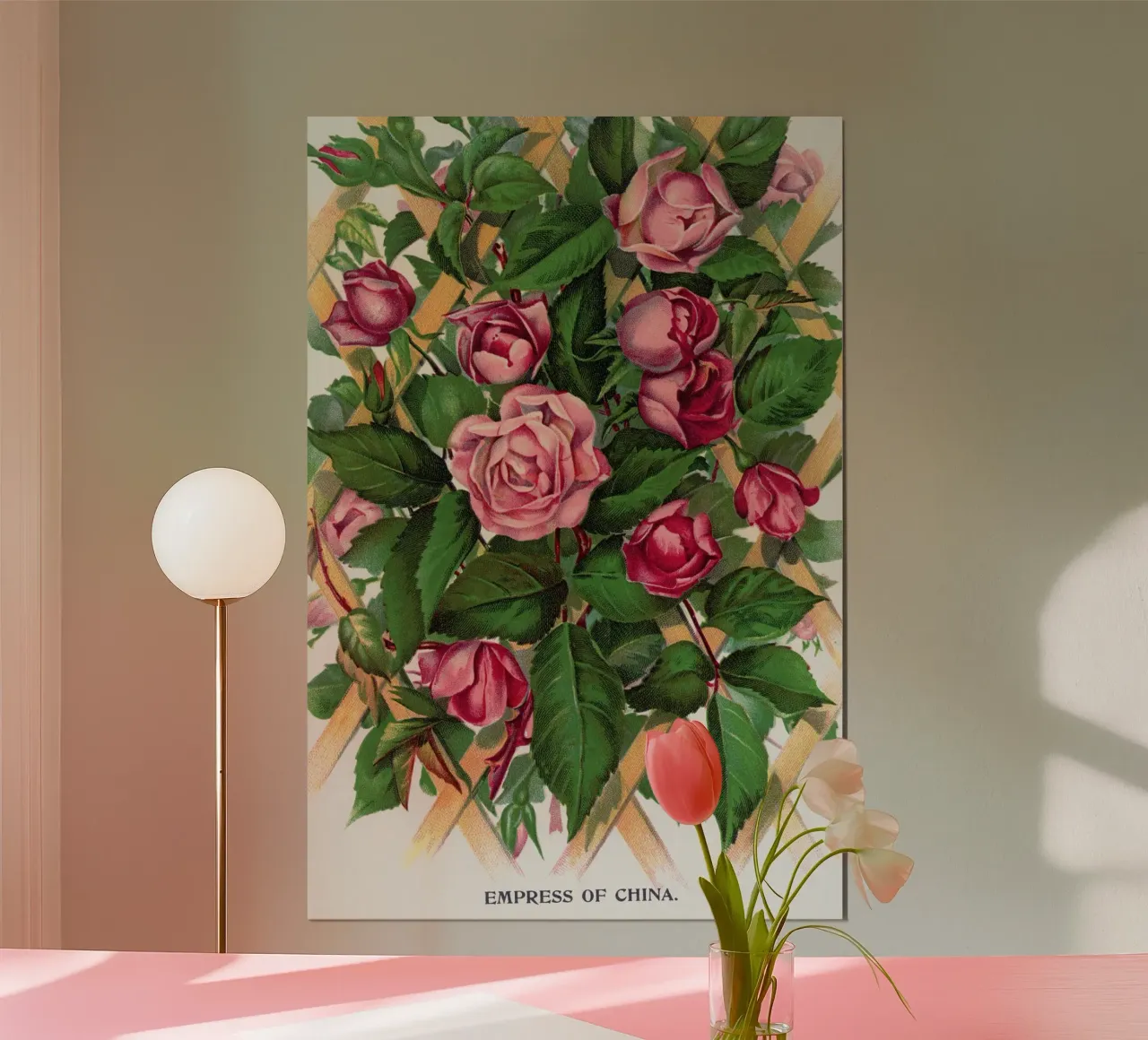 Empress of China rose poster con telaio in plastica da vintageshop