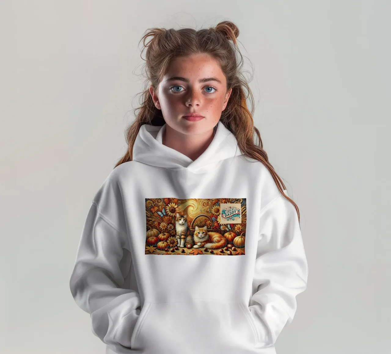 I LOVE MY DADDY IN AUTUMN, Kittycat Edition felpa bambino con cappuccio da Vintage Van Gogh
