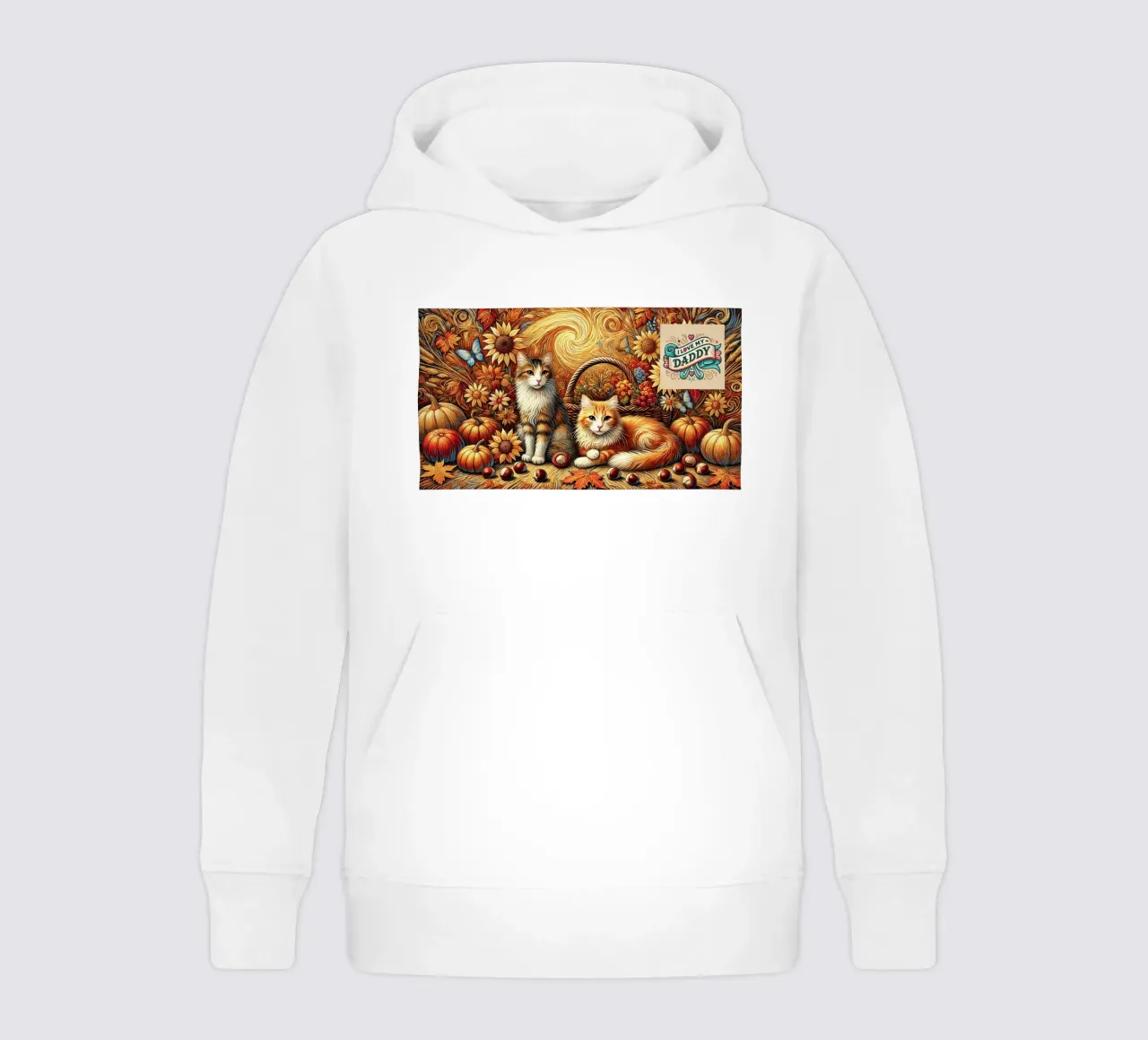 I LOVE MY DADDY IN AUTUMN, Kittycat Edition felpa bambino con cappuccio da Vintage Van Gogh