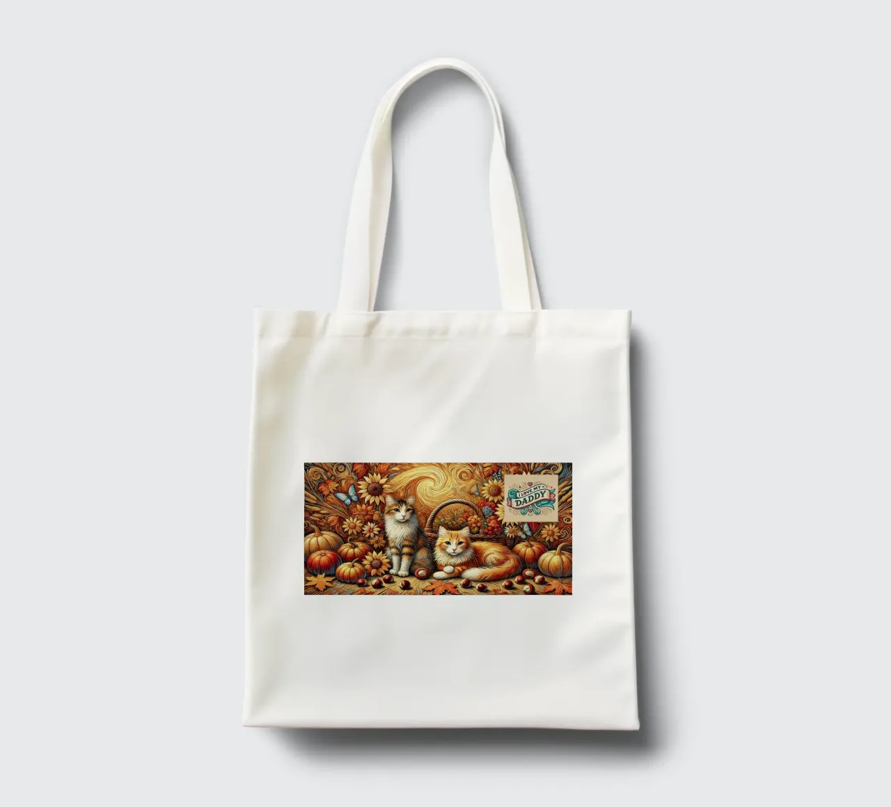 I LOVE MY DADDY IN AUTUMN, Kittycat Edition borsa in juta da Vintage Van Gogh