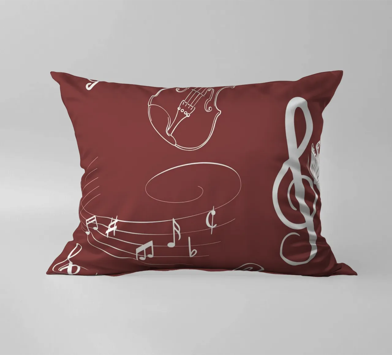 Design musicale con cuore, violino e farfalla - Bordeaux cuscino da StrindesignStudio