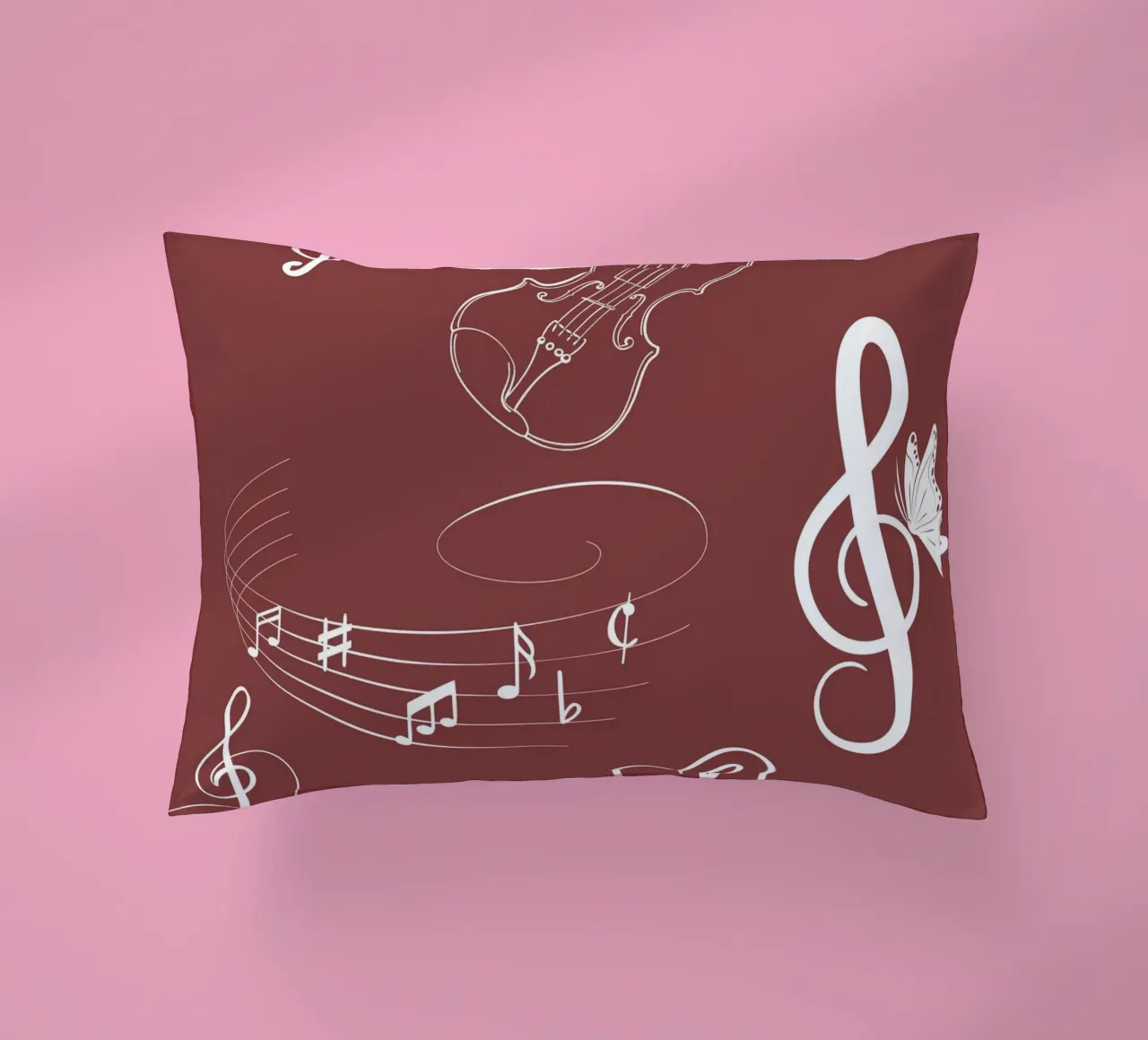 Design musicale con cuore, violino e farfalla - Bordeaux cuscino da StrindesignStudio