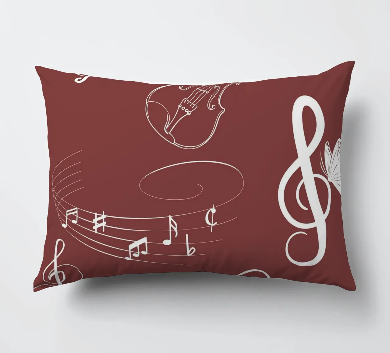 Design musicale con cuore, violino e farfalla - Bordeaux cuscino da StrindesignStudio