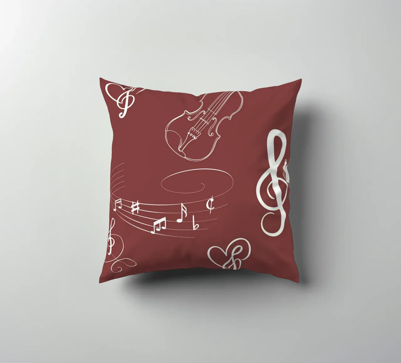 Design musicale con cuore, violino e farfalla - Bordeaux cuscino da StrindesignStudio