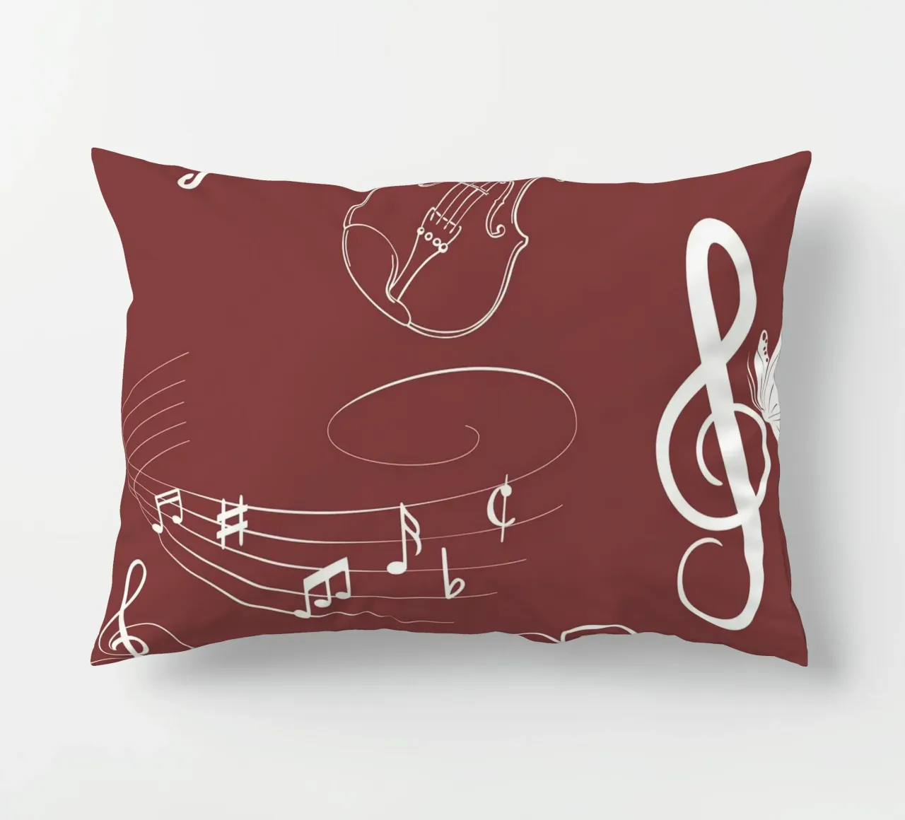 Design musicale con cuore, violino e farfalla - Bordeaux cuscino da StrindesignStudio