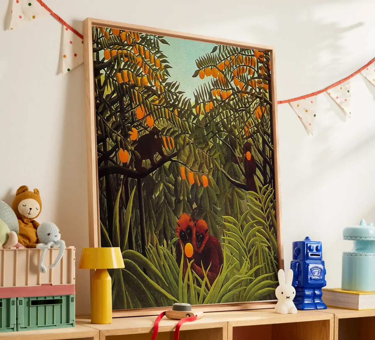 Henri Rousseau - Apes in an Orange Grove tela con Cornice a cassetta da Art United
