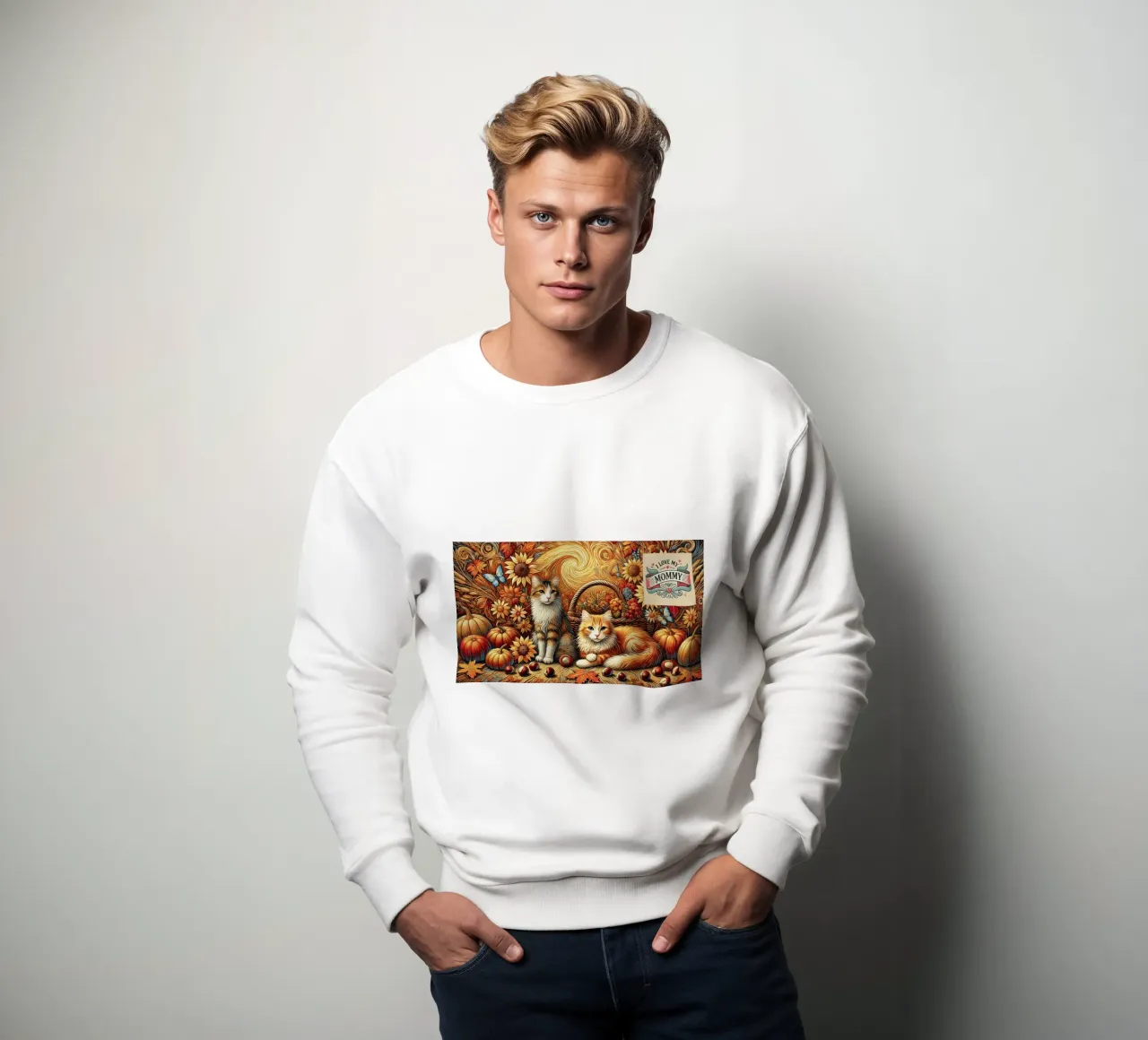 I LOVE MY MOMMY IN AUTUMN, Kittycat Edition felpa da Vintage Van Gogh