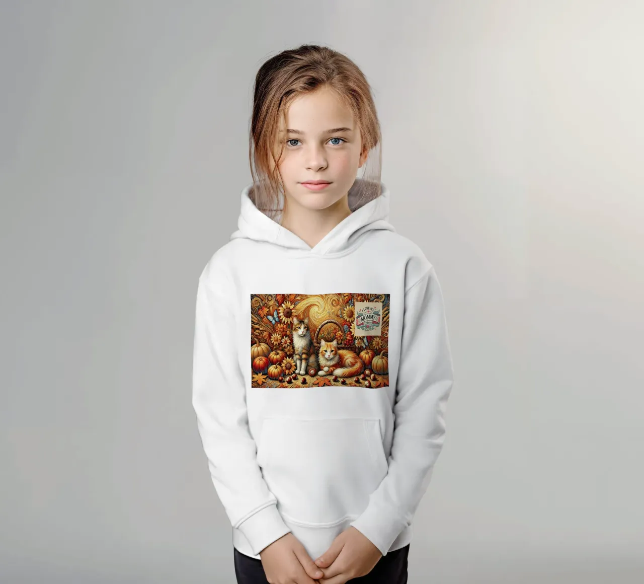 I LOVE MY MOMMY IN AUTUMN, Kittycat Edition felpa bambino con cappuccio da Vintage Van Gogh