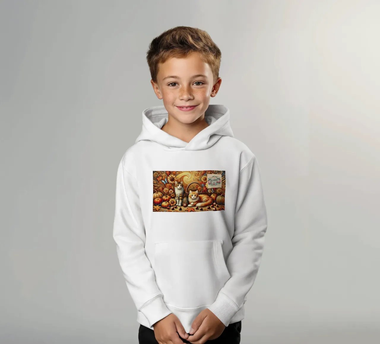 I LOVE MY MOMMY IN AUTUMN, Kittycat Edition felpa bambino con cappuccio da Vintage Van Gogh