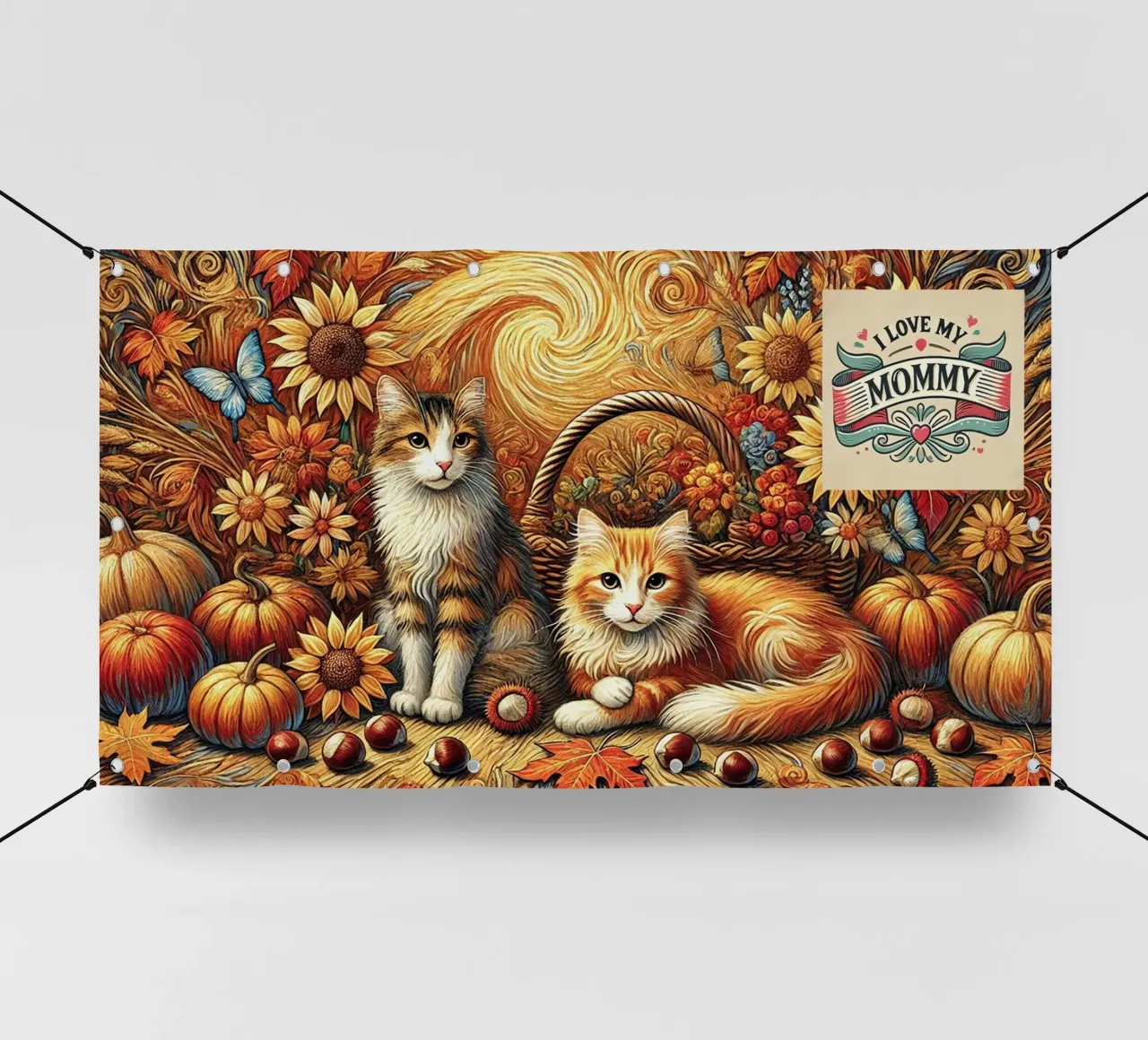 I LOVE MY MOMMY IN AUTUMN, Kittycat Edition telo in pvc da Vintage Van Gogh