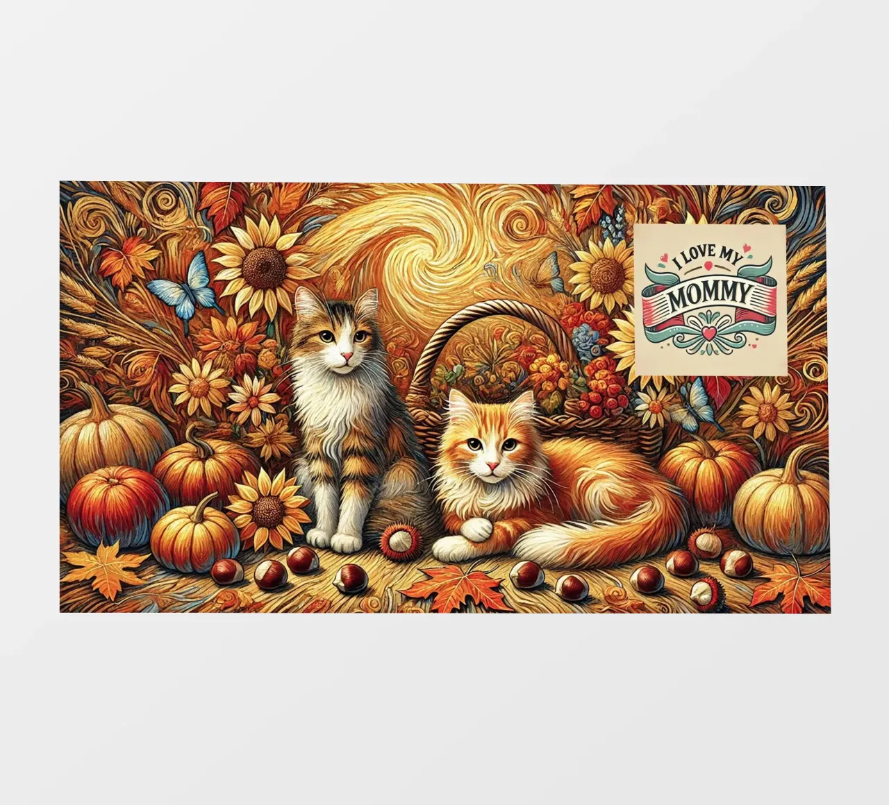 I LOVE MY MOMMY IN AUTUMN, Kittycat Edition telo in pvc da Vintage Van Gogh