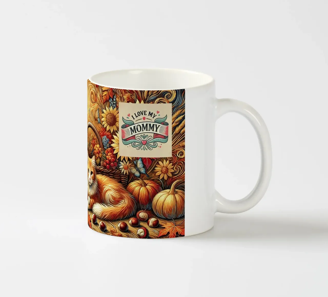 I LOVE MY MOMMY IN AUTUMN, Kittycat Edition tazza in ceramica da Vintage Van Gogh